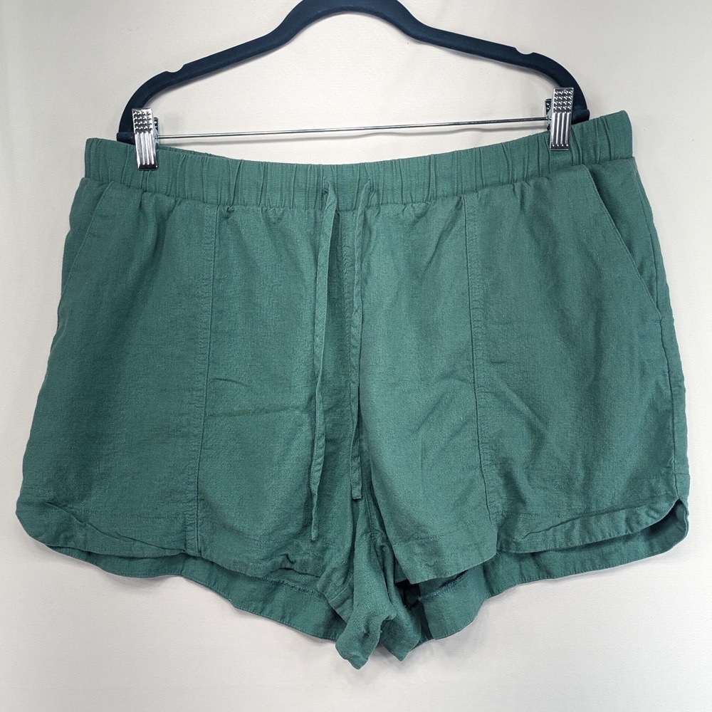 Universal Thread Forest Green Linen Blend Pull-On Drawstring Shorts XXL